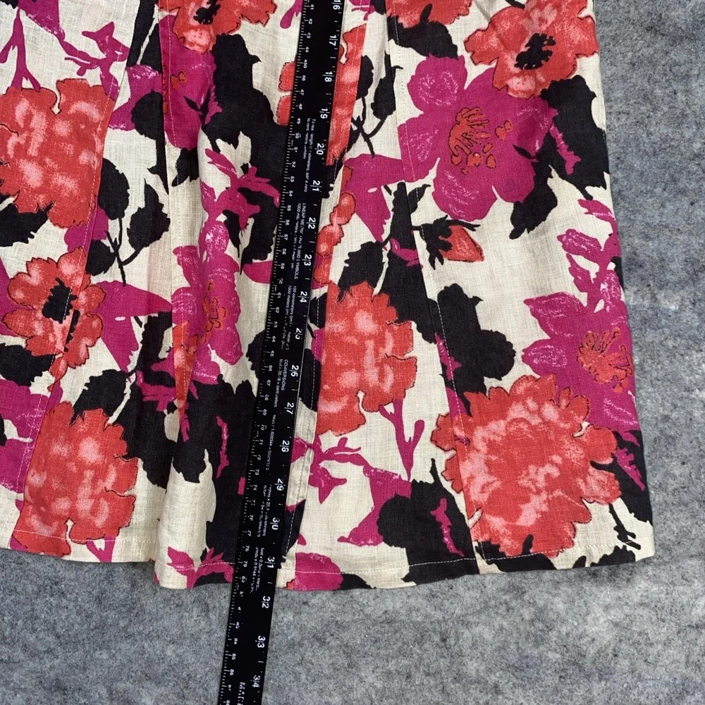 Kim Rogers Trumpet Skirt Women's 16 Multicolor Floral Linen Lagenlook Boho‎
